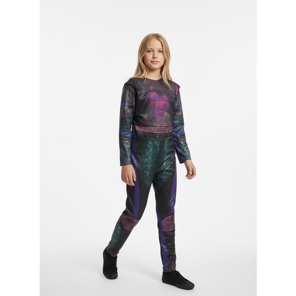 Disney Descendants 3 Mal Girls Costume Purple Jumpsuit Kids Size L 10/12